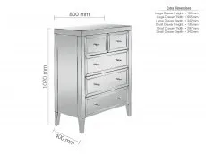 Birlea Birlea Valencia 3+2 Drawer Mirrored Chest of Drawers (Assembled)