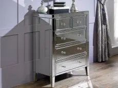 Birlea Birlea Valencia 3+2 Drawer Mirrored Chest of Drawers (Assembled)