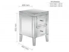 Birlea Birlea Valencia Mirrored 2 Drawer Bedside Table (Assembled)