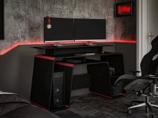 Birlea Birlea Onyx Black and Red Computer Desk