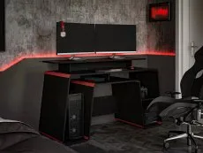 Birlea Furniture & Beds Birlea Onyx Black and Red  Computer Desk