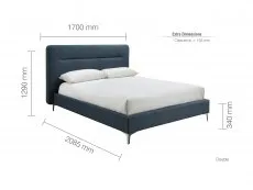 Birlea Furniture & Beds Birlea Finn 4ft6 Double Steel Blue Fabric Bed Frame