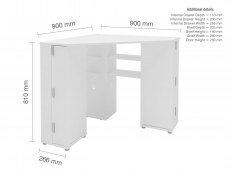 Birlea Birlea Olivia White Corner Dressing Table with Storage (Flat Packed)