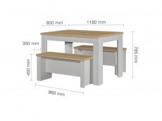 Birlea Birlea Highgate Grey and Oak Dining Table and Bench Set (Flat Packed)