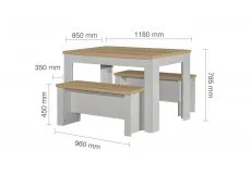 Birlea Birlea Highgate Grey and Oak Dining Table and 2 Bench Set