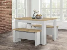 Birlea Birlea Highgate Grey and Oak Dining Table and 2 Bench Set