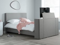 Birlea Plaza 5ft King Size Grey Upholstered Fabric TV Bed Frame