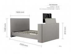 Birlea Birlea Plaza 5ft King Size Grey Upholstered Fabric TV Bed Frame