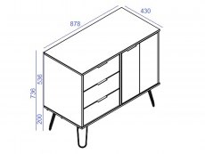 Core Products Core Augusta Driftwood and Calico 1 Door 3 Drawer Small Sideboard (Flat Packed)