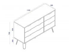 Core Products Core Augusta Driftwood and Calico 3+3 Drawer Wide Chest of Drawers