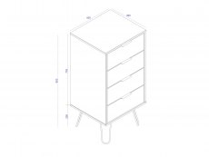 Core Products Core Augusta Driftwood and Calico 4 Drawer Narrow Chest of Drawers (Flat Packed)