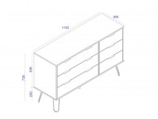 Core Products Core Augusta Grey 3+3 Drawer Wide Chest of Drawers (Flat Packed)