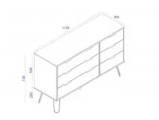 Core Core Augusta Grey 3+3 Drawer Wide Chest of Drawers