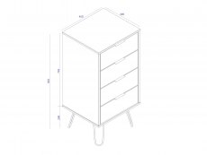 Core Products Core Augusta Grey 4 Drawer Narrow Chest of Drawers (Flat Packed)