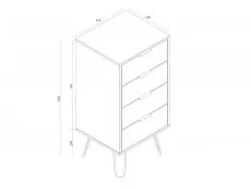 Core Core Augusta Grey 4 Drawer Narrow Chest of Drawers