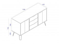 Core Products Core Augusta Grey Medium Sideboard with 2 Door 3 Drawer (Flat Packed)