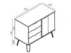 Core Products Core Augusta Grey Small Sideboard with 1 Door 3 Drawer (Flat Packed)