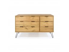 Core Products Core Augusta Waxed Pine 3+3 Drawer Wide Chest of Drawers (Flat Packed)