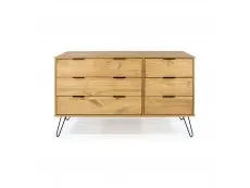 Core Core Augusta Waxed Pine 3+3 Drawer Wide Chest of Drawers
