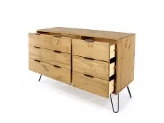 Core Products Core Augusta Waxed Pine 3+3 Drawer Wide Chest of Drawers