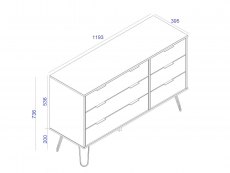 Core Products Core Augusta Waxed Pine 3+3 Drawer Wide Chest of Drawers (Flat Packed)