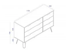 Core Core Augusta Waxed Pine 3+3 Drawer Wide Chest of Drawers