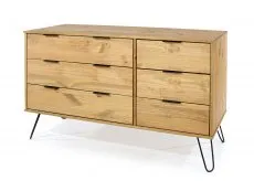 Core Core Augusta Waxed Pine 3+3 Drawer Wide Chest of Drawers