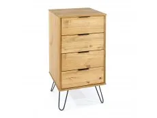 Core Core Augusta Waxed Pine 4 Drawer Narrow Chest of Drawers