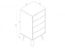 Core Core Augusta Waxed Pine 4 Drawer Narrow Chest of Drawers