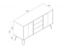 Core Products Core Augusta Waxed Pine Medium Sideboard with 2 Doors 3 Drawers (Flat Packed)