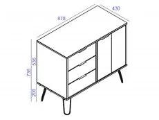 Core Core Augusta Waxed Pine Small Sideboard with 1 Door 3 Drawers