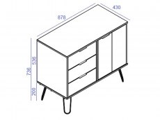 Core Products Core Augusta White Small Sideboard with 1 Door 3 Drawer (Flat Packed)