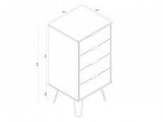 Core Products Core Augusta White 4 Drawer Narrow Chest of Drawers (Flat Packed)