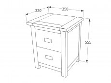 Core Products Core Boston Dark Antique 2 Drawer Petite Bedside Cabinet (Flat Packed)