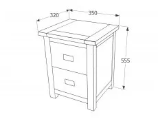 Core Core Boston Dark Antique Pine 2 Drawer Petite Bedside Table