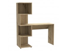 Core Products Core Brooklyn Bleached Pine Effect Desk with Tall Shelving Unit (Right Side) (Flat Packed)