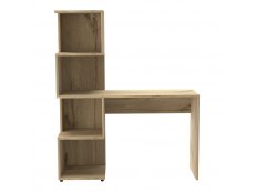 Core Products Core Brooklyn Bleached Pine Effect Desk with Tall Shelving Unit (Right Side) (Flat Packed)