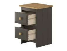 Core Core Capri Carbon and Waxed Pine 2 Drawer Petite Bedside Table