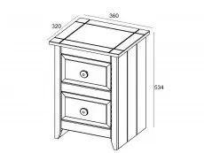 Core Products Core Capri Carbon and Waxed Pine 2 Drawer Petite Bedside Table