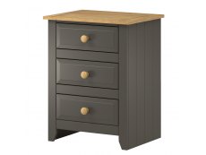 Core Products Core Capri Carbon and Waxed Pine 3 Drawer Bedside Cabinet (Flat Packed)
