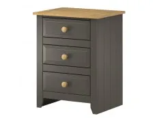 Core Products Core Capri Carbon and Waxed Pine 3 Drawer Bedside Table