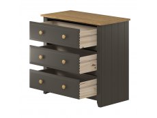 Core Products Core Capri Carbon and Waxed Pine 3 Drawer Chest of Drawers (Flat Packed)