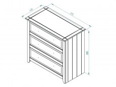 Core Products Core Capri Carbon and Waxed Pine 3 Drawer Chest of Drawers (Flat Packed)