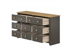 Core Products Core Capri Carbon and Waxed Pine 6+2 Drawer Large Chest of Drawers (Flat Packed)
