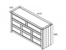 Core Products Core Capri Carbon and Waxed Pine 6+2 Drawer Large Chest of Drawers (Flat Packed)