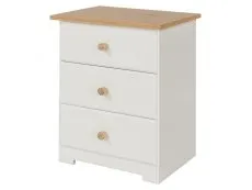 Core Core Colorado White and Oak 3 Drawer Bedside Table