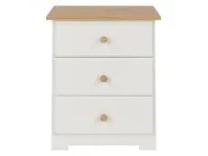 Core Colorado White and Oak 3 Drawer Bedside Table