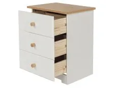 Core Core Colorado White and Oak 3 Drawer Bedside Table