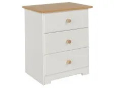 Core Core Colorado White and Oak 3 Drawer Bedside Table