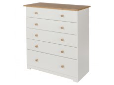 Core Products Core Colorado White and Oak 5 Drawer Chest of Drawers (Flat Packed)